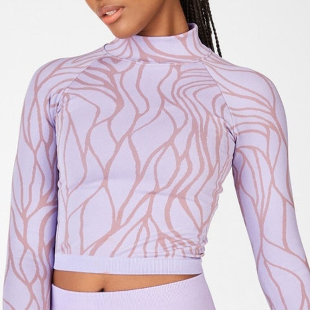 Fabletics Courtney Top Frosted‎ Lilac Size S Long Sleeve Cropped Pullover Yoga